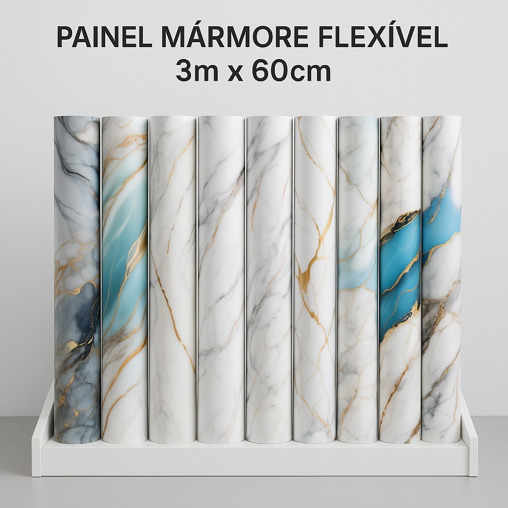 Painel Placa Flexível Efeito Mármore  3m x 60cm Revestimento de Parede Sala Cozinha Lavabo em Oferta na Shopee