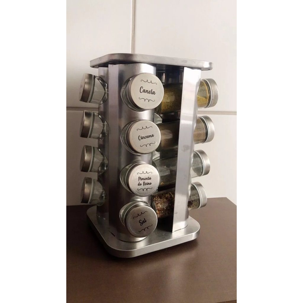 36 Etiquetas para Potes de Condimentos Temperos Mantimentos Transparente 3,8x3,8cm