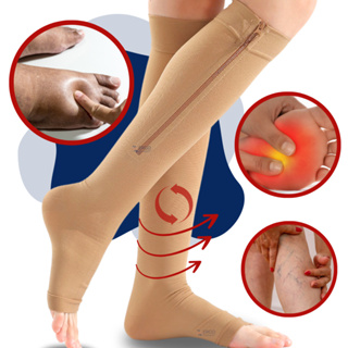 Par de Meia Compressão Ortopédica  ¾ Para Dores Trombose Varizes e Inchaço em Oferta na Shopee