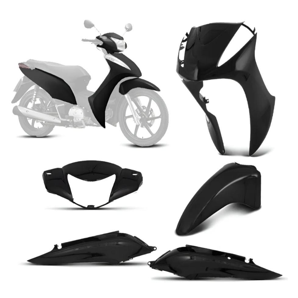 KIT CARENAGEM COMPLETO BIZ 125 11-12 - (4 PÇ) - (PRETO) PRO TORK