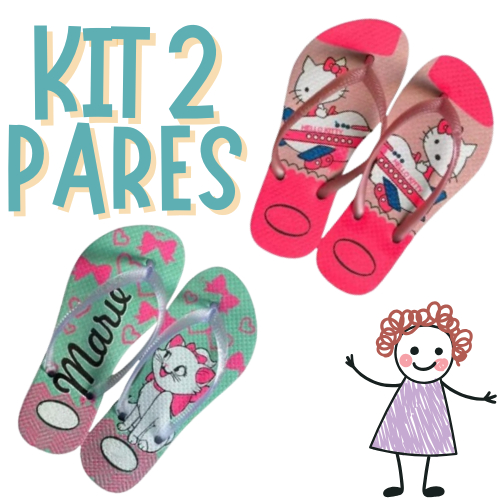 Kit 2 Pares de Chinelo Feminino Infantil Menina Leve Macio Promocao
