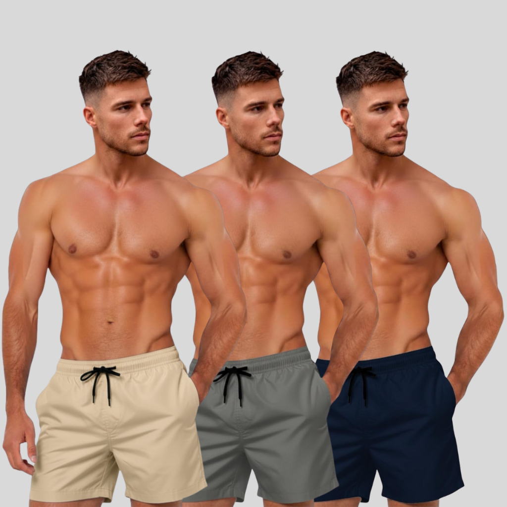 Kit 3 Short Masculino Bermuda Microfibra Tactel Elastano Academia Treino Praia