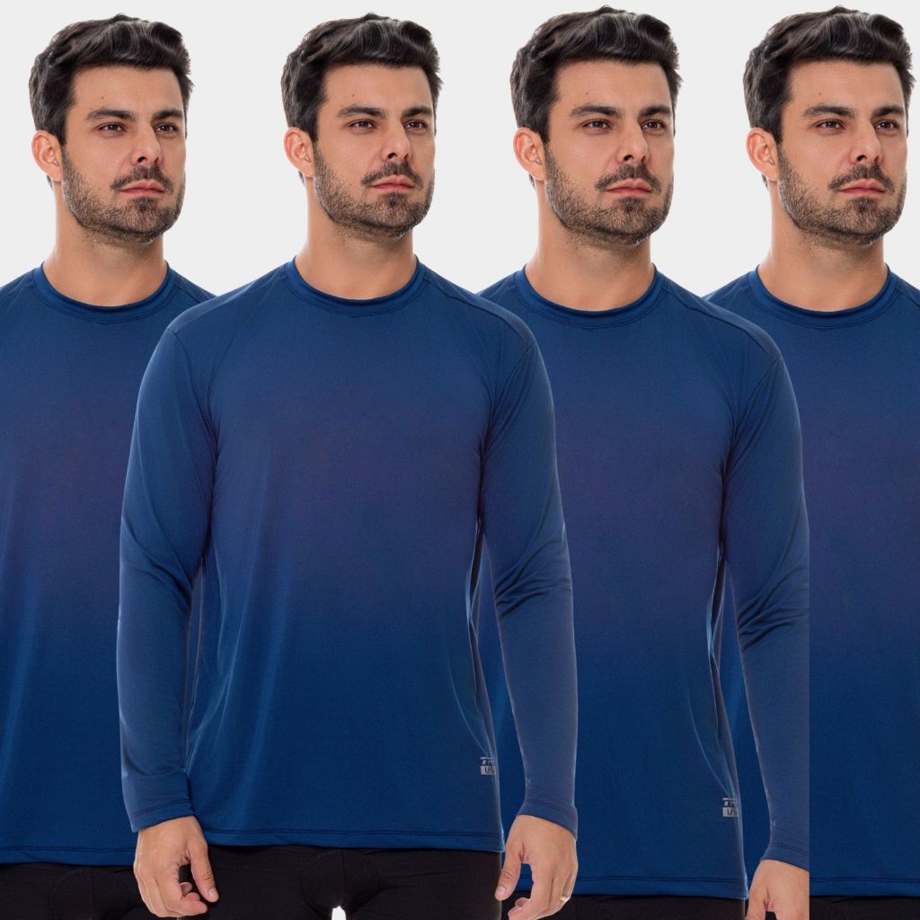 Kit 4 Camisetas Camisa Masculina Térmica Segunda Pele Proteção Solar UV Praia Verão