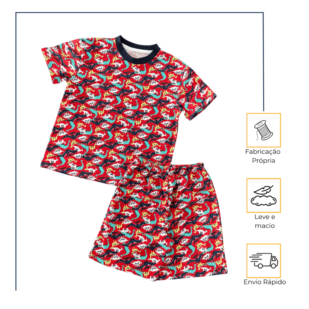 Pijama Infantil Conjunto Menino  Curto Verão Estampas Sortidas
