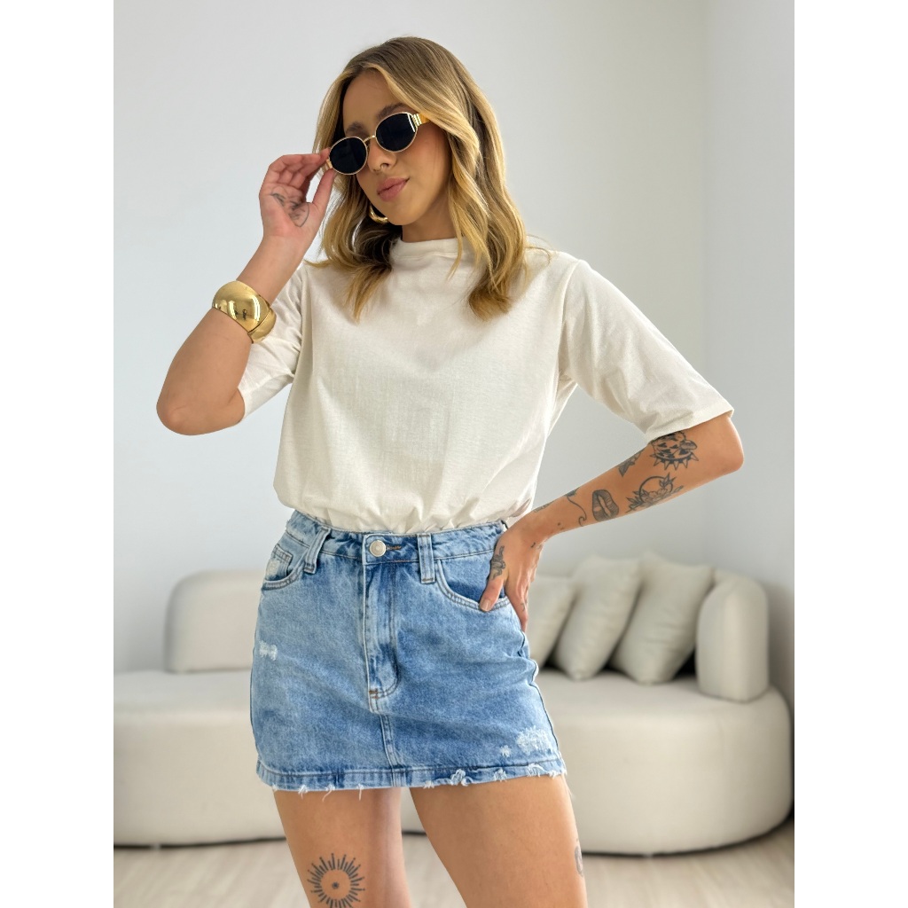 Camiseta Feminina Algodão Lisa Qualidade T-shirt Camisa Blusa em Oferta na Shopee