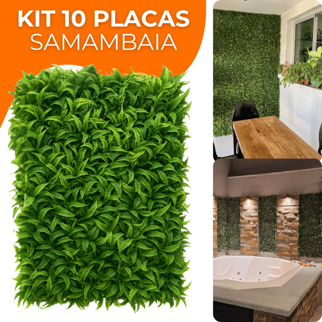 Kit 10 Placa Samambaia Cheia Grama Artificial Jardim Vertical Muro Inglês Parede Verde em Oferta na Shopee