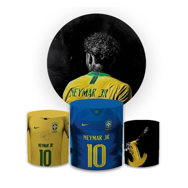 Trio Capas Cilindro + Painel Veste Fácil Tema Neymar Psg, Neymar no Santos, Neymar Seleção Brasileira | Envio Rápido