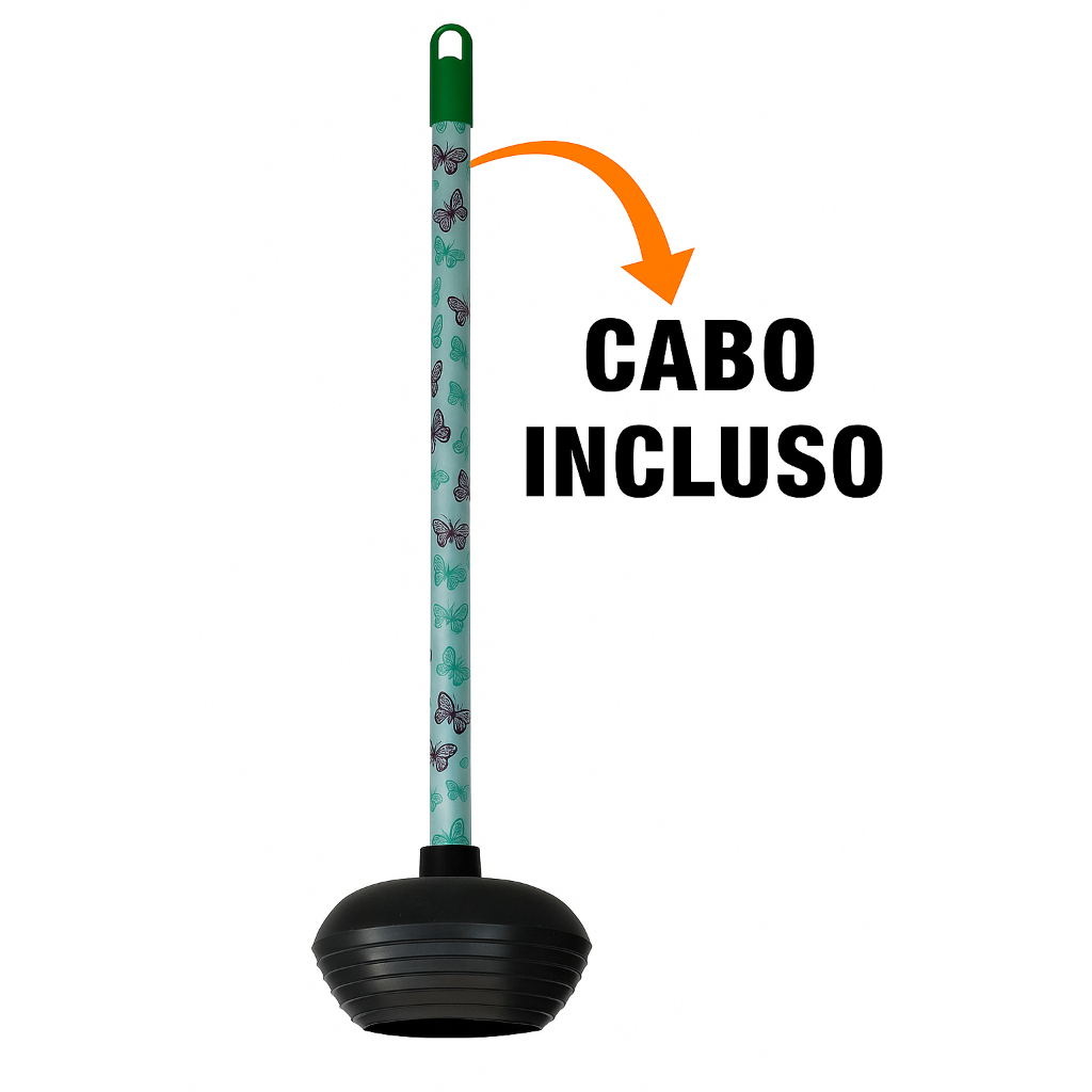 Desentupidor de Vaso Sanitário com Cabo Longo – Borracha Resistente e Vedação Forte em Oferta na Shopee
