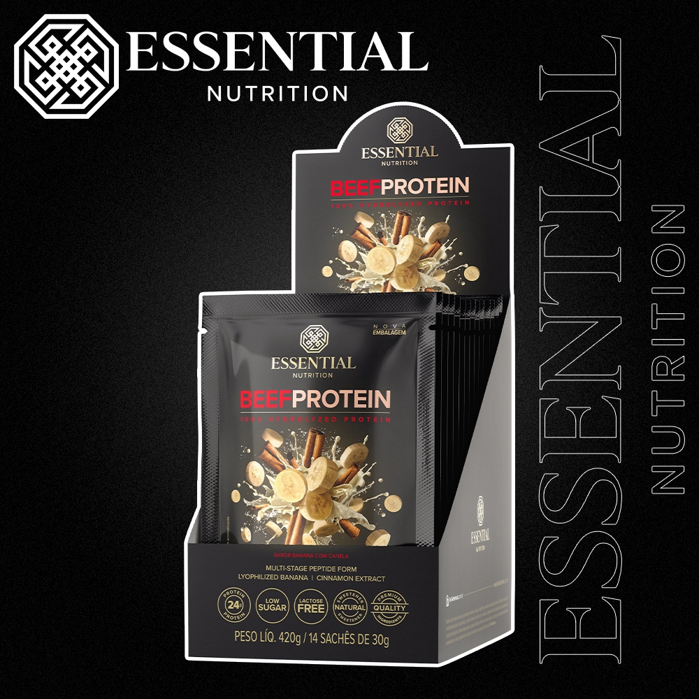 Beef Protein Display Essential Nutrition (420g) Banana c/ Canela