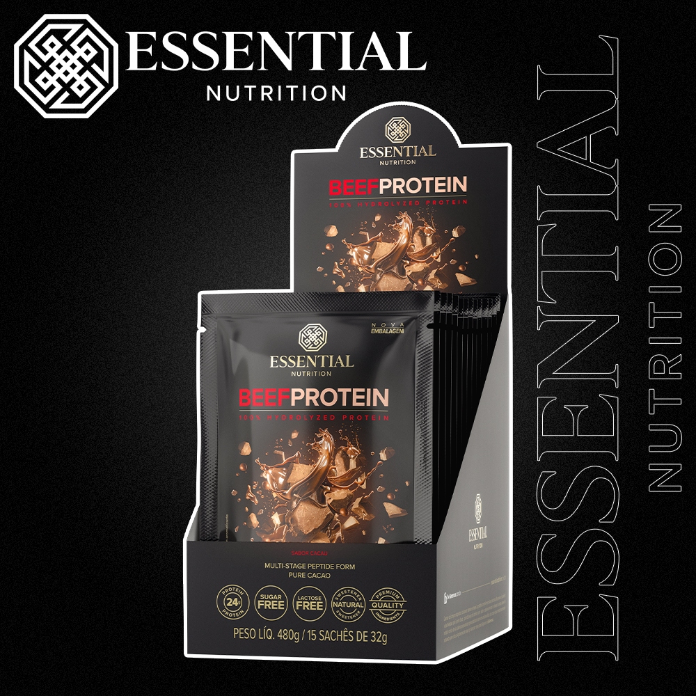 Beef Protein Display Essential Nutrition (480g) Cacao