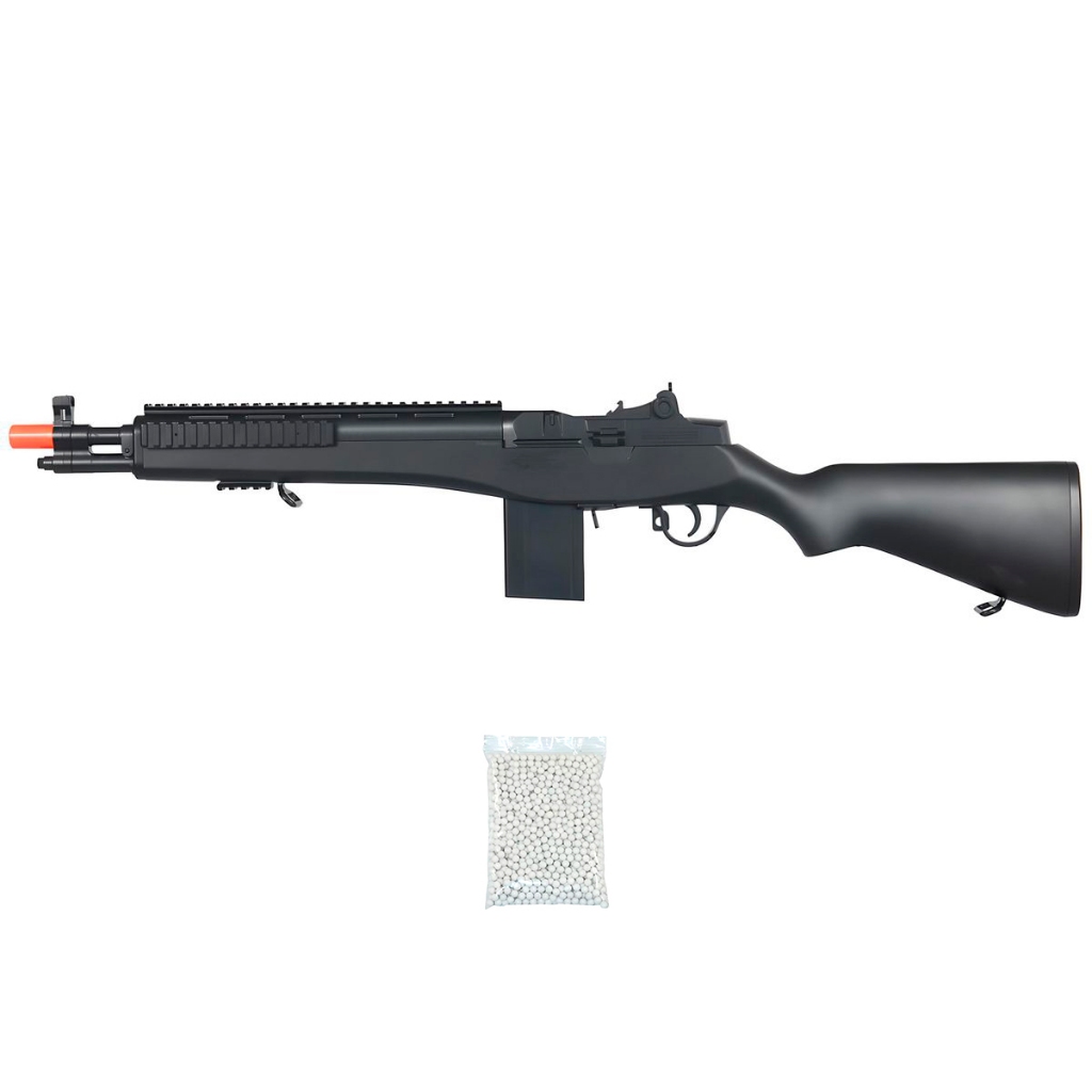 Kit Rifle AirSoft M14 M305F Spring 6mm Preta - Double Eagle + 2000 Esferas 0.12g em Oferta na Shopee