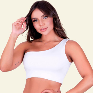 Top Cropped Regata Um Ombro Só Blusa Casual Sem Bojo Moda Feminina em Oferta na Shopee