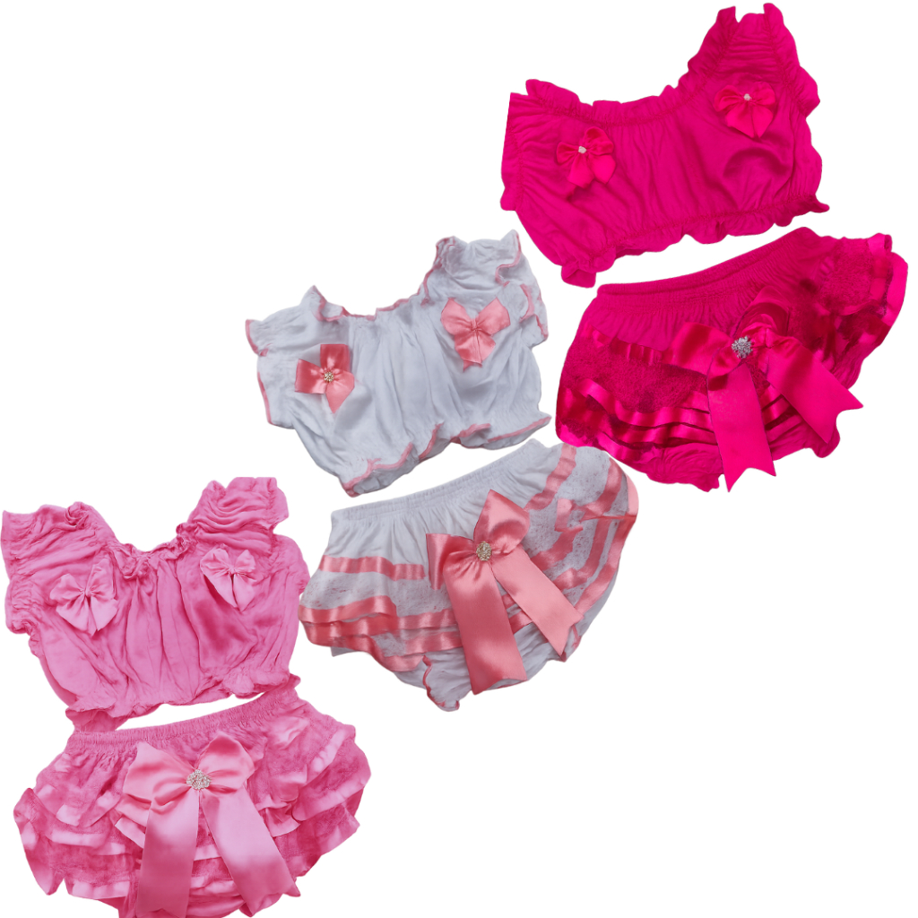 Kit 3 Conjuntinhos Ciganinha Bunda Rica Menina Luxo em Oferta na Shopee