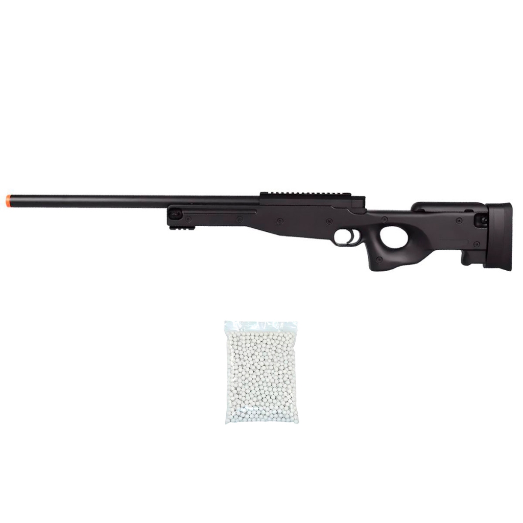 Kit Rifle Sniper AWP M59A AirSoft Spring 6mm Preta - Double Eagle + 2000 Esferas 0.12g em Oferta na Shopee