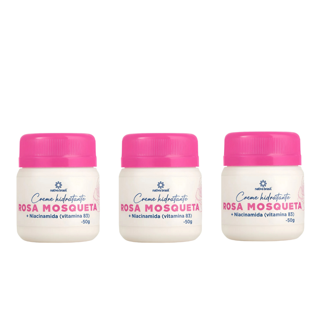 Kit com 3 Pomadas Clareadora Rosa Mosqueta Tira Manchas Anti-Rugas, Mancha Melasma Espinhas e Cravos