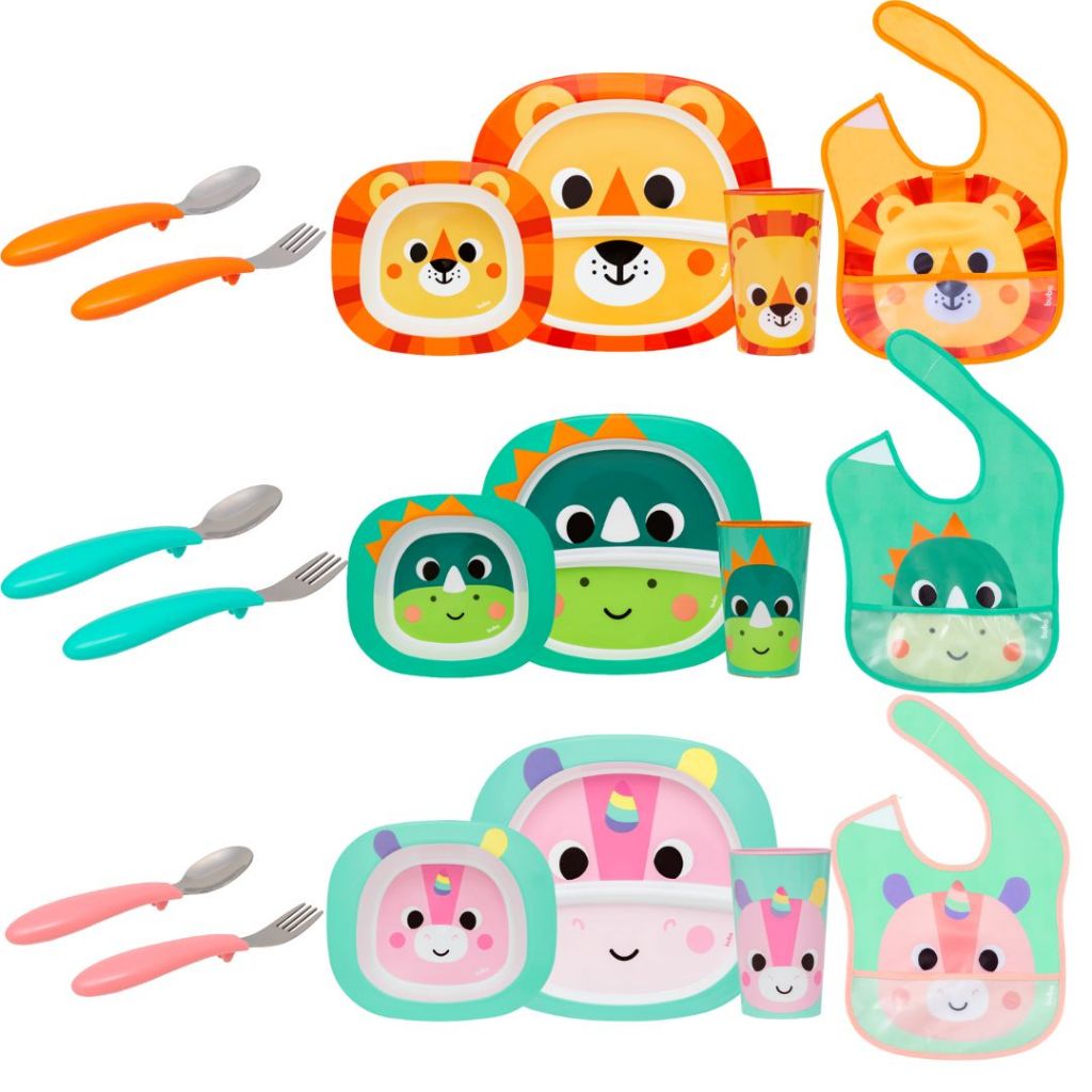 Kit Refeição Talher Babador Infantil Buba Colher Bebê Alimentação Criança Copinho Bebe Pratinho