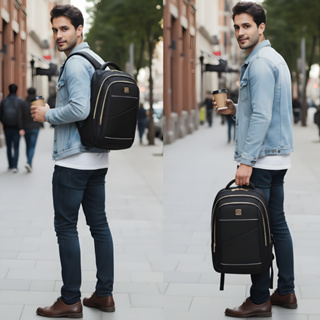 Mochila Notebook Faculdade Zíper Dourado Feminina Masculina Bolsa Prova D'água Com Alça Laptop em Oferta na Shopee