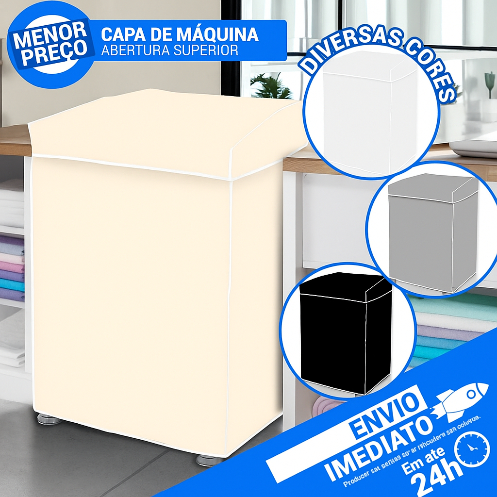 Capa de Lavar Lavadora de Roupas Vinil COM Tampa e Saia Com Elástico Electrolux Brastemp Consul