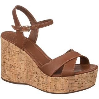 Sandália Feminina Plataforma Anabela Salto Alto Grosso Tiras Cruzadas em X Moderna Confortavel GiGiL em Oferta na Shopee