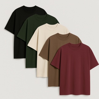 Kit 5 Camisetas Oversized Diversas Cores Masculina Moda Street Tecido Algodão em Oferta na Shopee