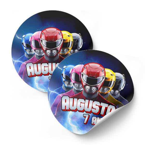 Adesivos Personalizados 4x4cm - Power Rangers | Lembrancinha de Aniversário  - Qualquer tema