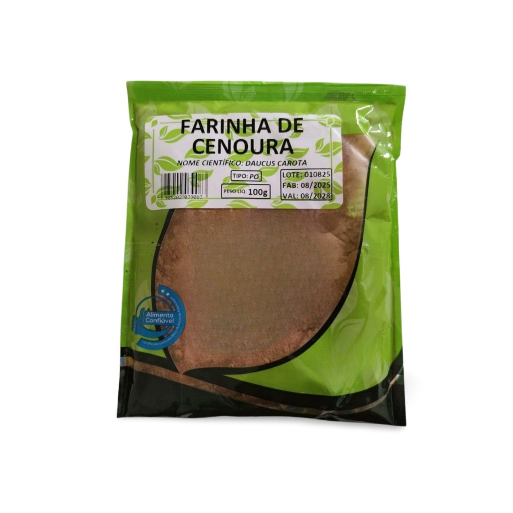 FARINHA DE CENOURA 100G – SAÚDE, FIBRAS E NUTRIÇÃO NATURAL