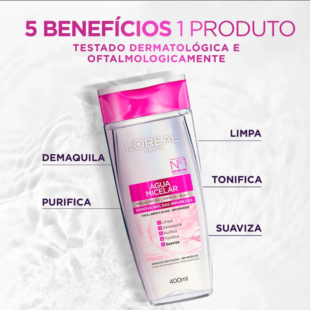 Água Micelar Dermo Expertise Solução De Limpeza 5 em 1 200ml Loréal Paris · foto 2