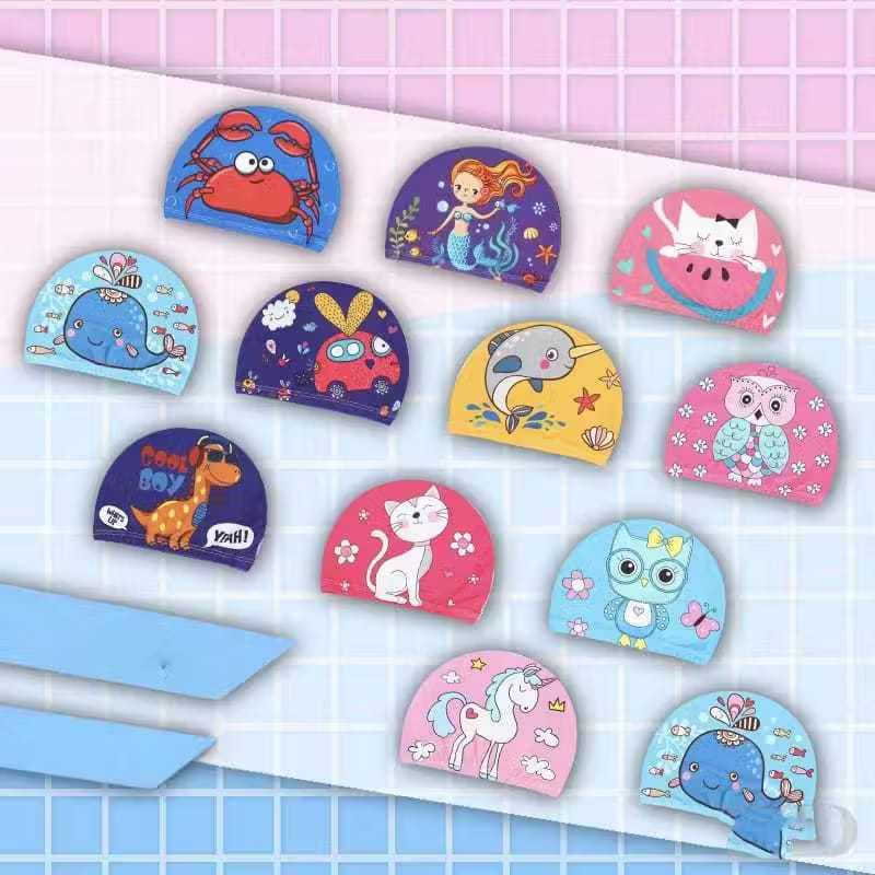 Toucas de Natação Infantil de Tecido Personagens Kids Piscina não aperta as orelhas e cabeça