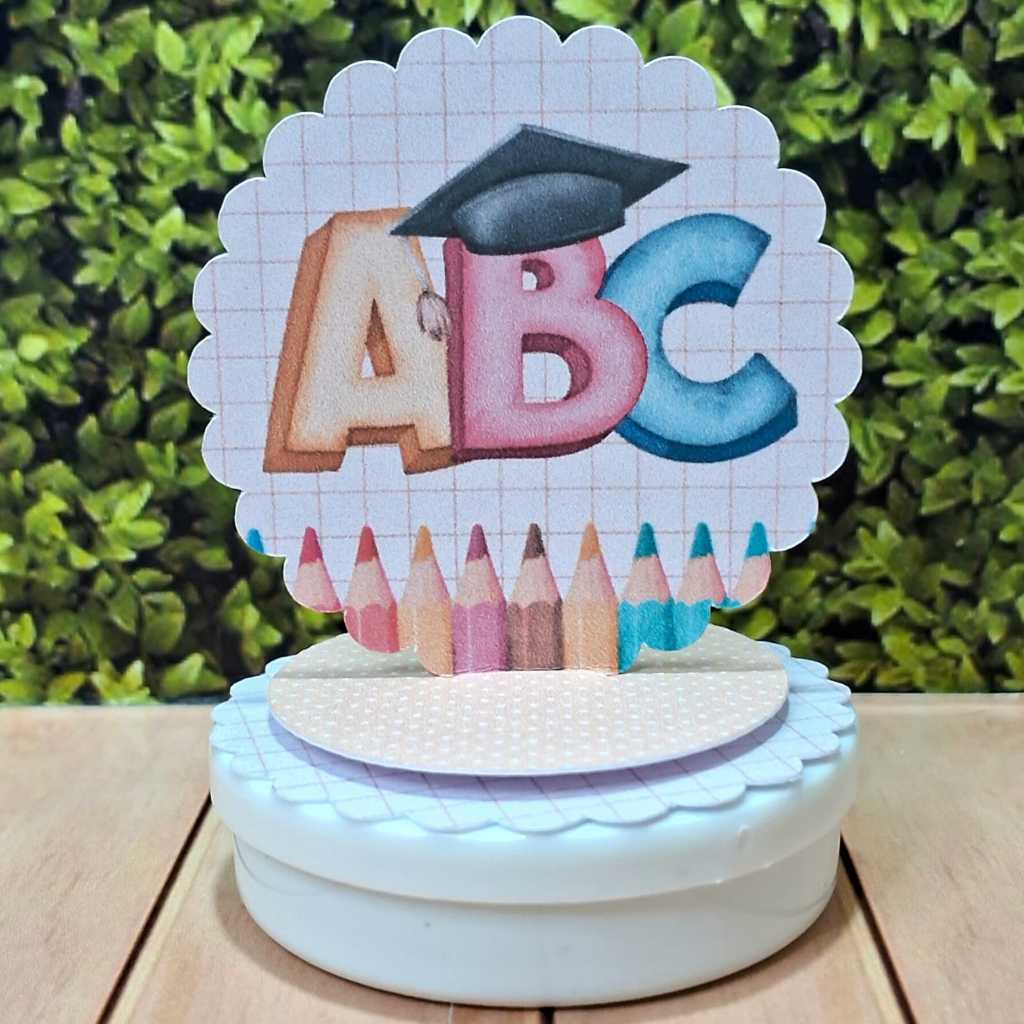 Aplique 3D em Pé, Tag Personalizada para Lembrancinha de Festa Formatura Infantil ABC