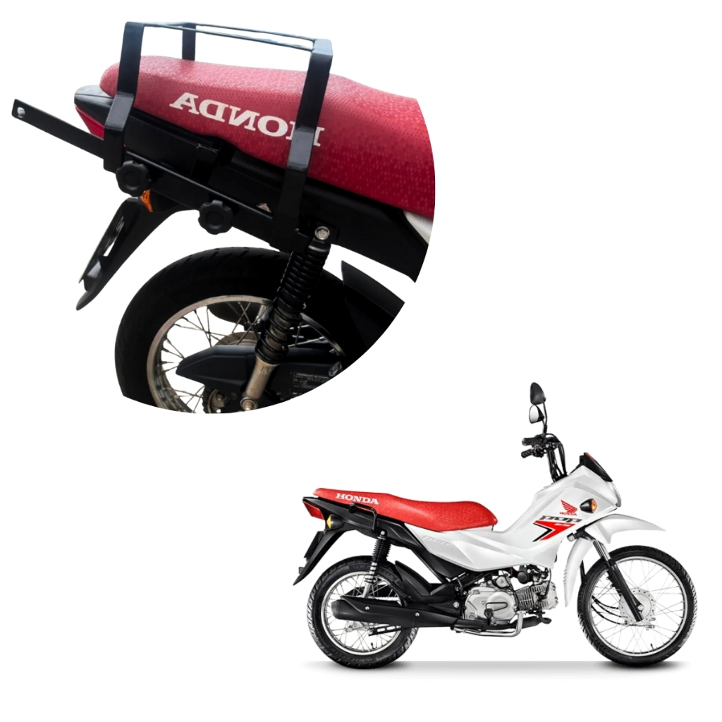 Suporte Baú Deslizante Honda Pop 110 Mottu - Leva Garupa Preto