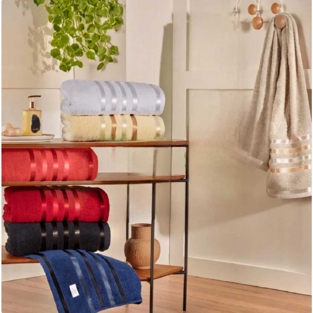 JOGO TOALHA BANHÃO COM 4 PEÇAS 2 DE ROSTO + 2 DE BANHO GRANDE LUXO 100% ALGODÃO – SUPER PROMOÇÃO