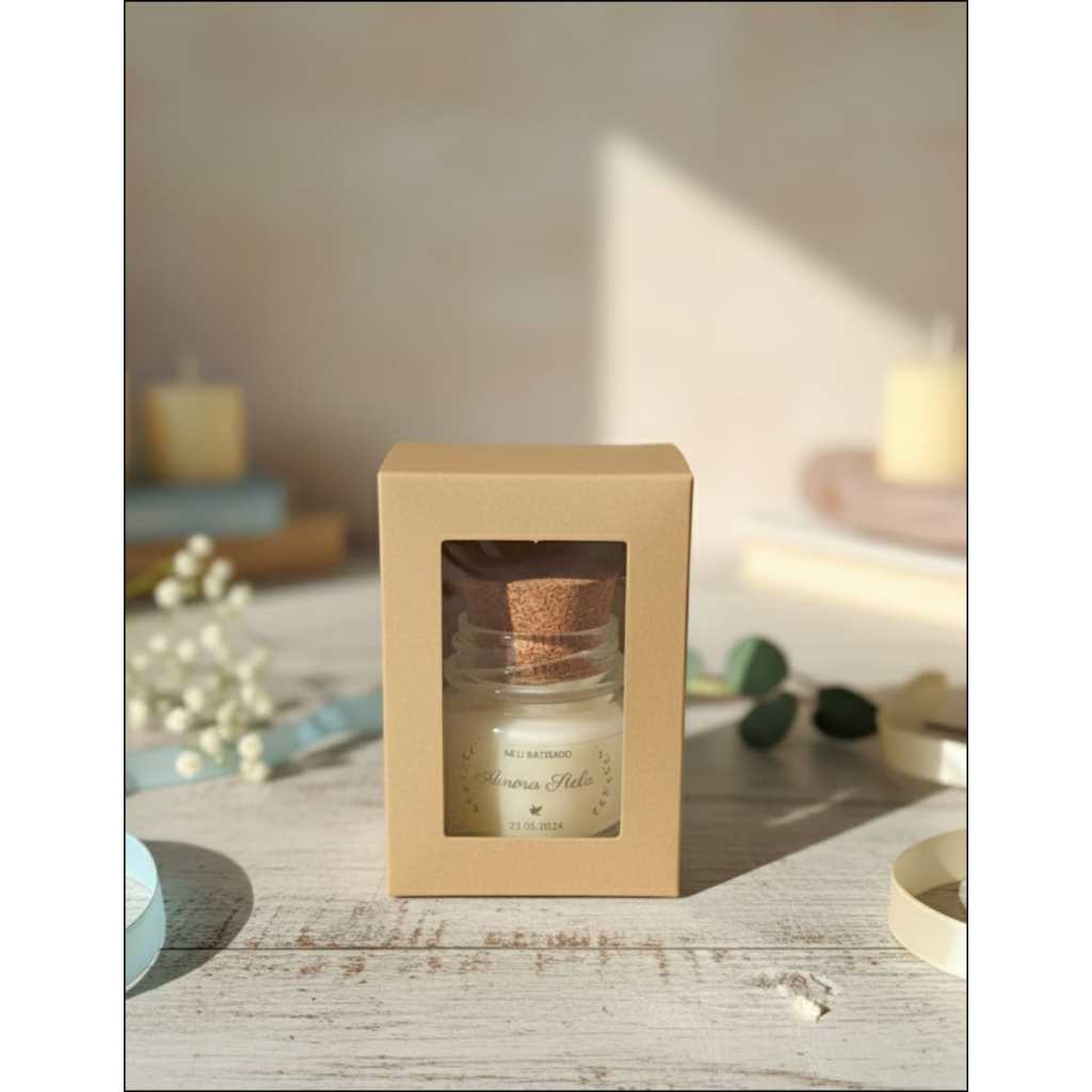 Caixa Com Visor 5,5X5,5X8 Kraft Para Vela E Lembrancinhas Com 25 unidades