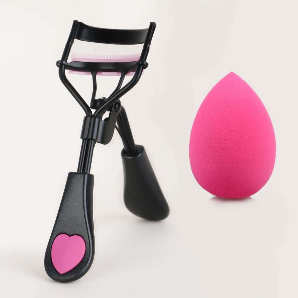KIT Curvador de Cílios Curvex Profissional + Esponja Gota Cores Sortidas
