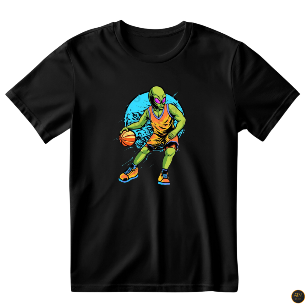 Camisa Unissex Alien Jogando Basquete Estiloso Camiseta Estampada 100% Algodão - Envio Imediato