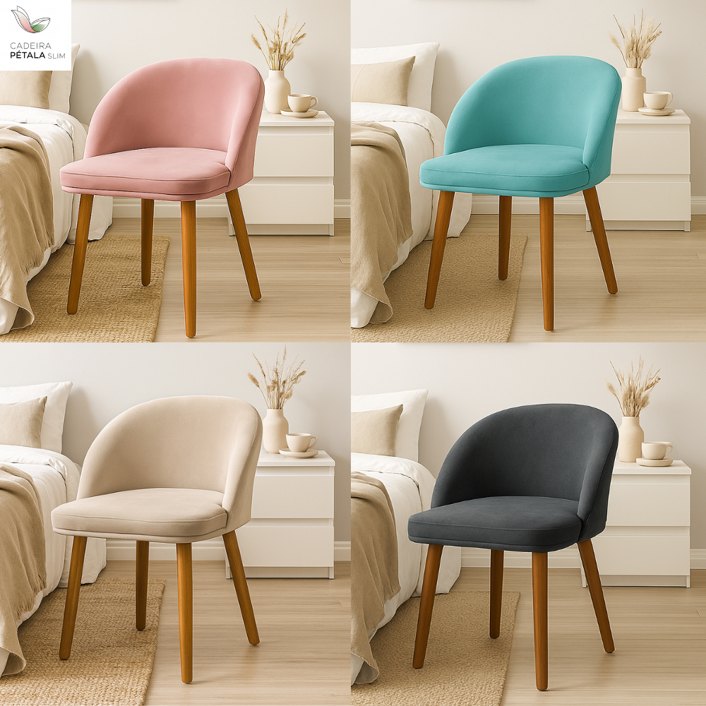 Cadeira Lua Slim Veludo Pés Palito Decorativa Quarto e Sala