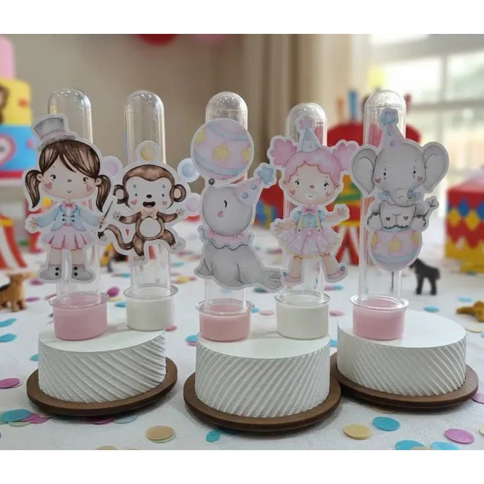 Aplique para tubete Circo Rosa  kit festa lembrancinha aniversario caixinhas personalizadas tubete
