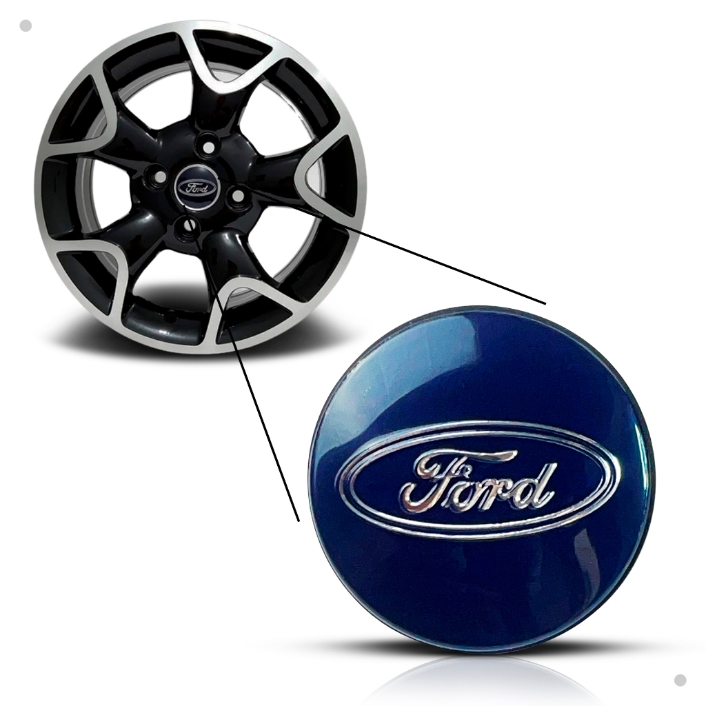 01 Unidade Calotinha Centro Da Roda Ford Focus New Fiesta EcoSport Ka Fusion Azul 55mm