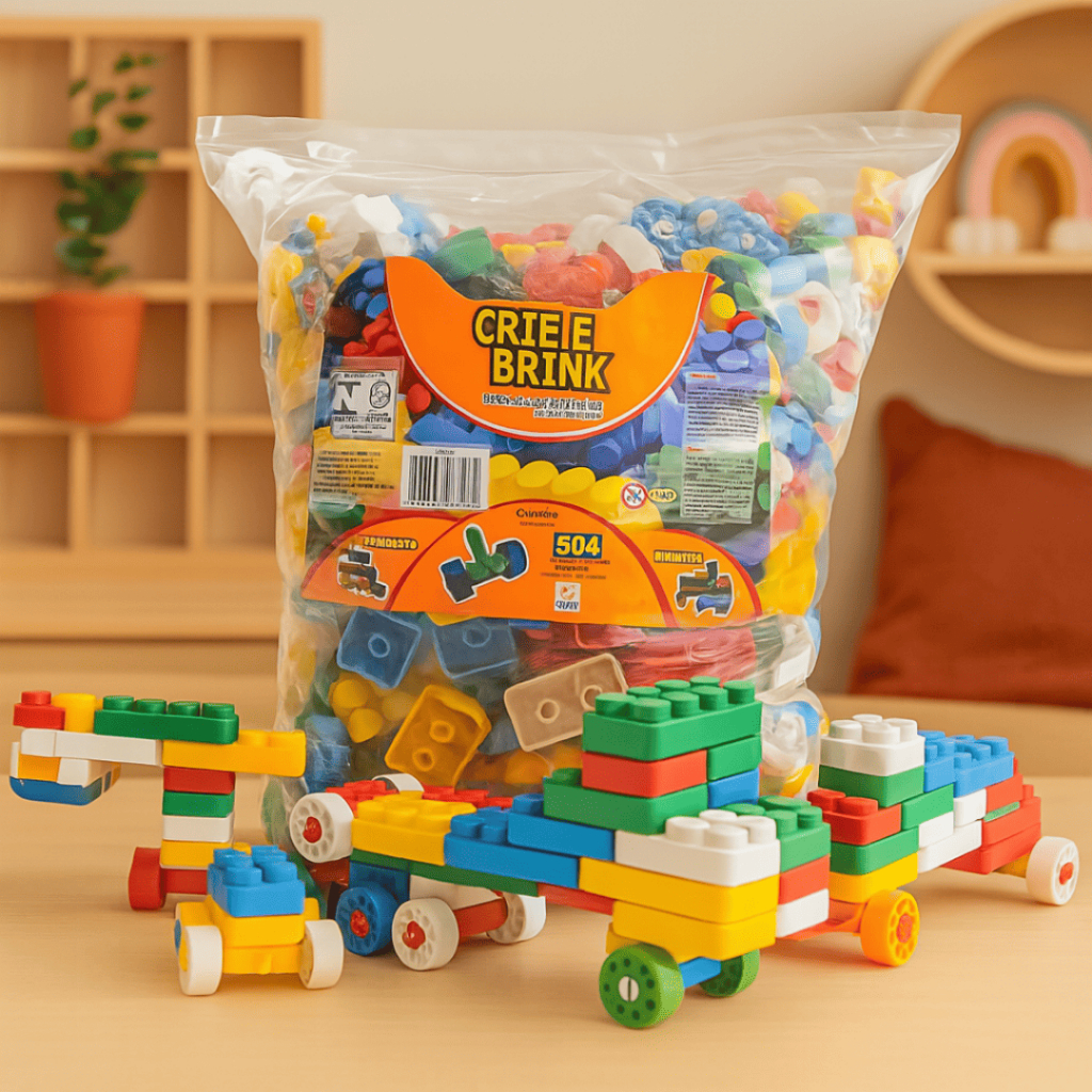 Bloco Montar 504 Pçs Didático Divertido Educativo Coloridos Monta Fácil Presente Criança - Crie e Brink