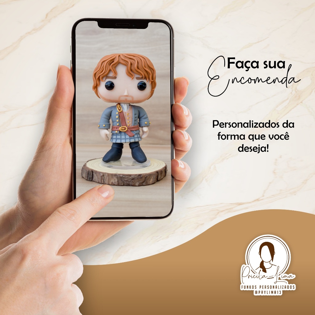Boneco Estilo Funko Pop Personalizado em Biscuit Artesanal - Jamie Fraser (Outlander)