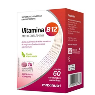 Vitamina B12 Metilcobalamina - 60 Comprimidos Mastigáveis Maxinutri - B12 em Oferta na Shopee
