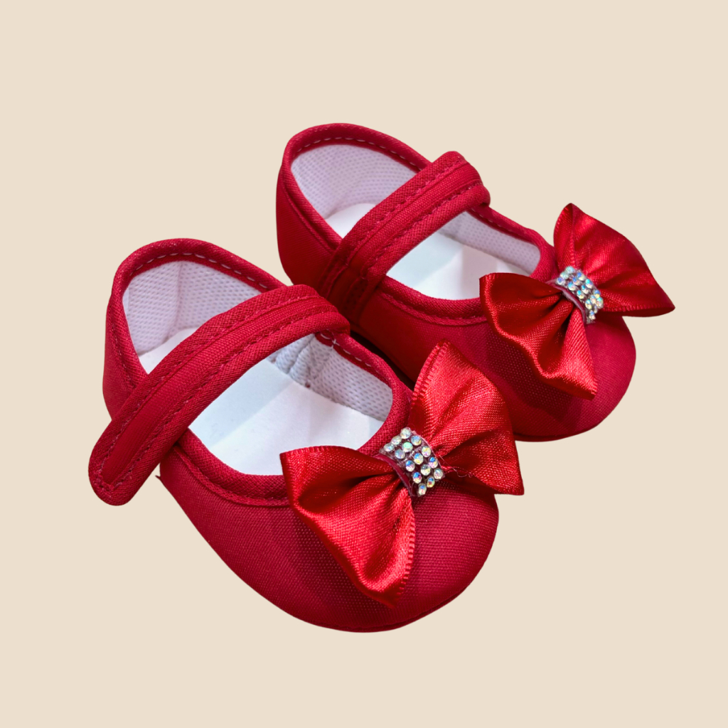 Sapatinho Infantil Social Menina Bebe Sapato Vermelho Sapatilha Festa - Presente Recem Nascido