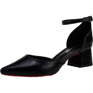 Sapato Feminino Scarpin Bico Fino Salto Bloco Saia e Blusa Salomé Shekinah Social Luxo Sola Vermelha em Oferta na Shopee