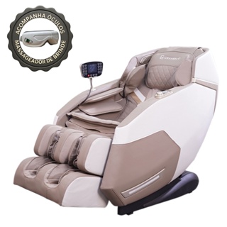 Poltrona de Massagem Reclinação Gravidade Elétrica 3D Marvin Tela LCD com Óculos Massageador PU Bege em Oferta na Shopee