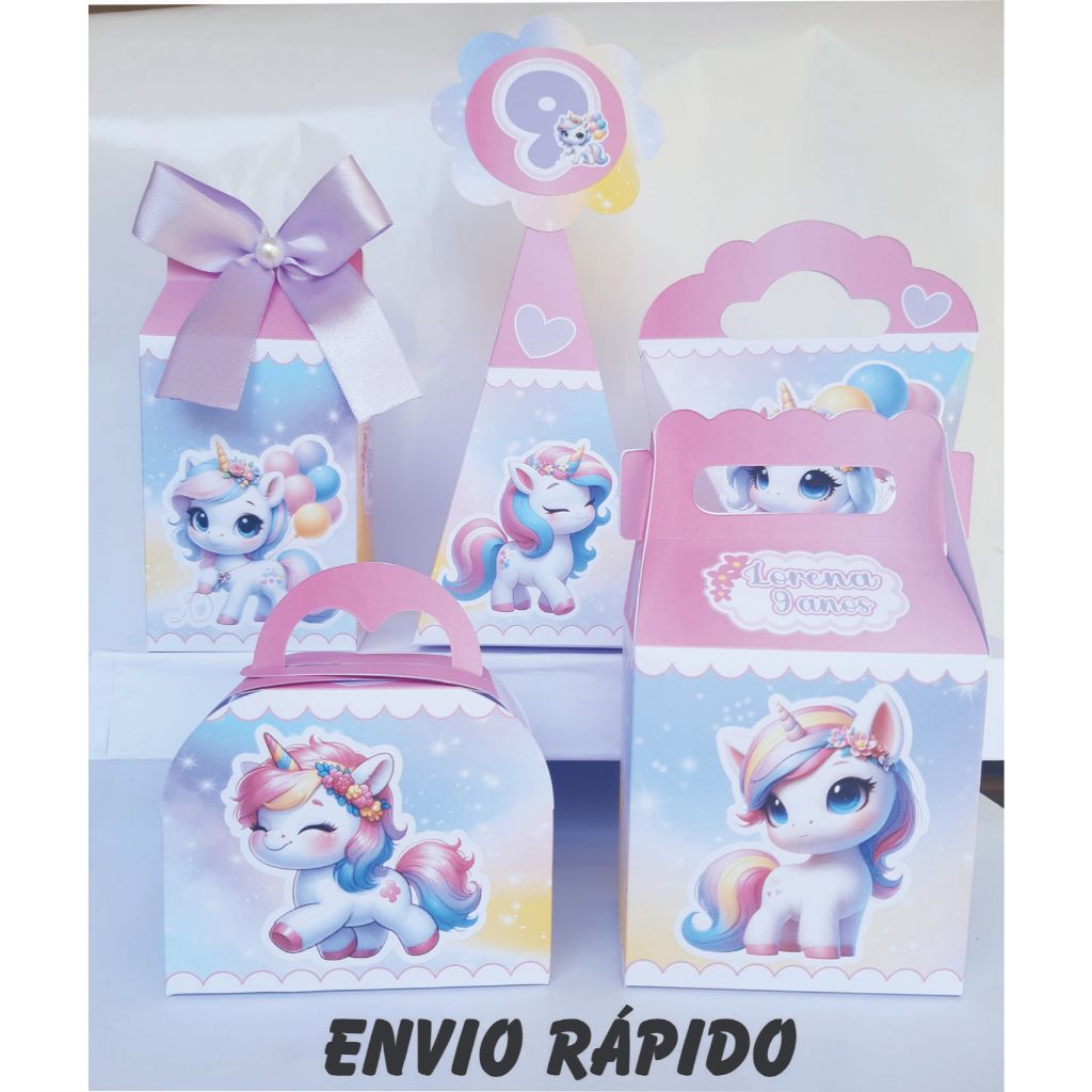 Personalizados Unicórnio (Pegue e Monte) caixinhas kit festas lembrancinha aniversário aquarela.