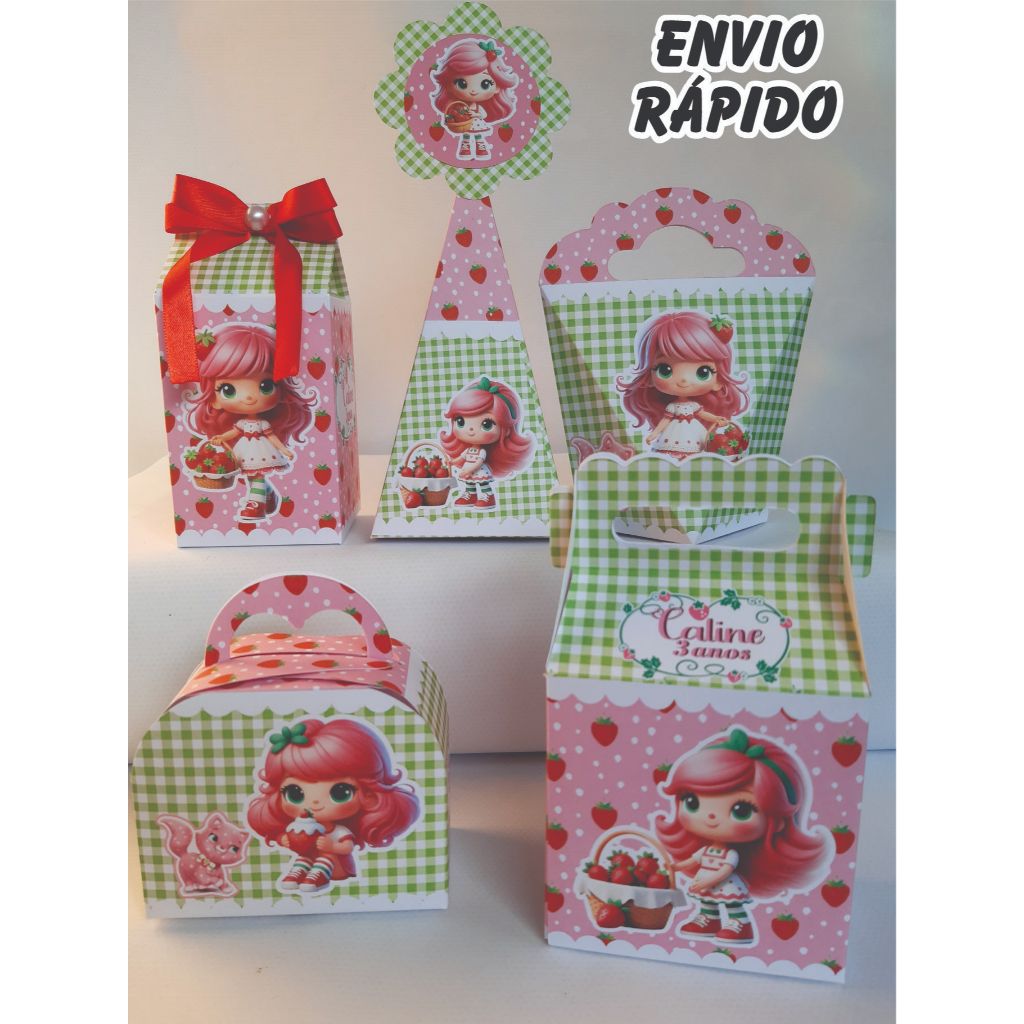 Personalizados Moranguinho PEGUE E MONTE caixinhas kit festa lembrancinhas aniversário batizado.