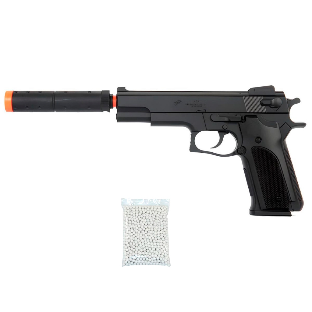 Pistola AirSoft Spring SW5906 M24 6mm Preta - Double Eagle + 2000 Esferas 0.12g