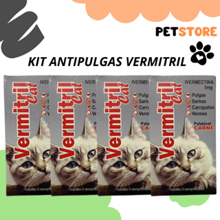 Vermitril Gatos Anti Pulgas e Carrapatos 4 8 12 Comprimidos Mastigaveis em Oferta na Shopee