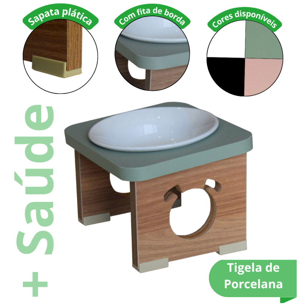 Comedouro Bebedouro Cachorro Inclinado Elevado Pet MDF Colors