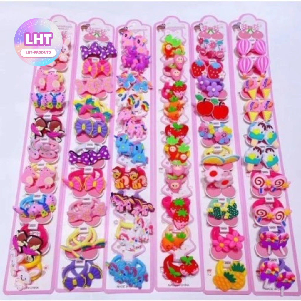 KIT 20/40 unidades de xuxinhas com Detalhes de Silicone Laço/Coroa/Unicornio/muitos Modelo Aleatorio