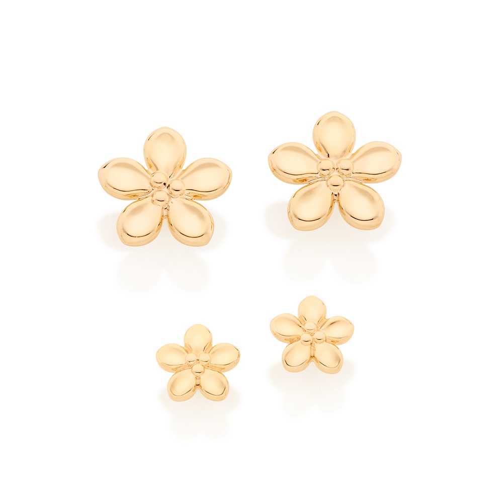 Brincos Formado Por Flores Folheados A Ouro Rommanel 526423